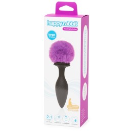 Happy Rabbit - Rechargeable Vibrating Butt Plug Black & Purple Large|ANAL PLAY