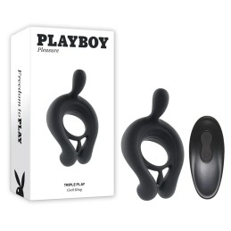 Playboy - Triple Play - Black Vibreeriv Peniserõngas|PEENISERÕNGAD