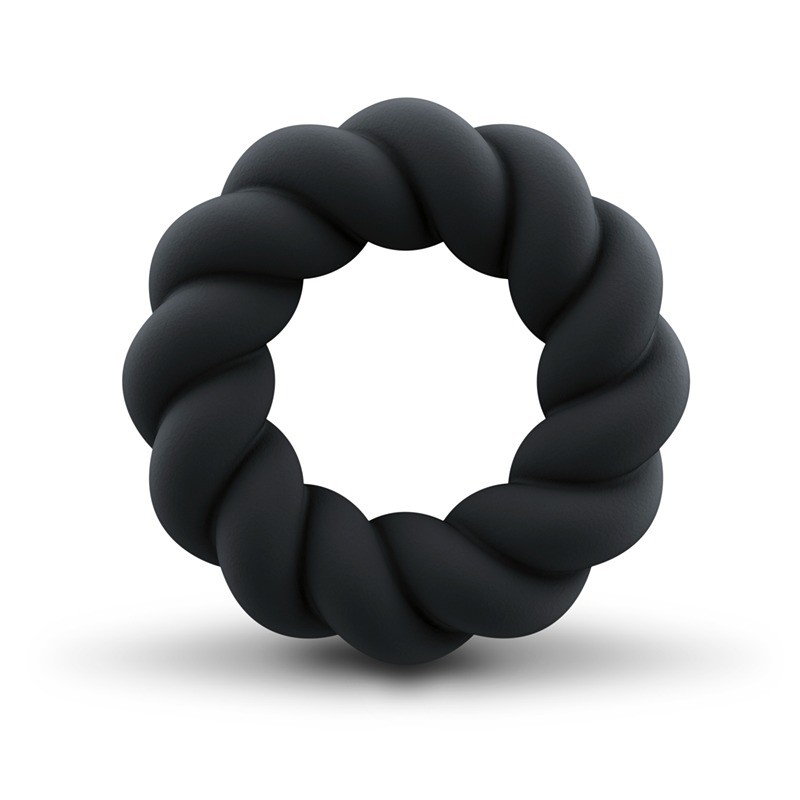 Rocks-off - Twist Non Vibrating Liquid Silicone Ring Black|COCK RINGS