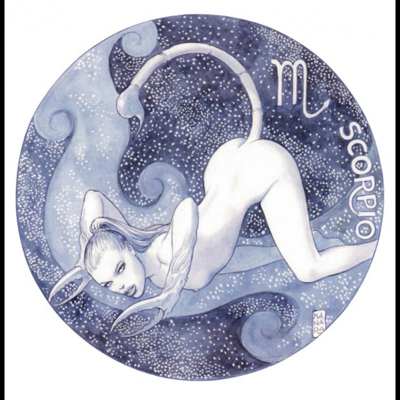 Milo Manara - Scorpio Unsigned Print from the Zodiac Portfolio 23x33cm|EROTIC ART
