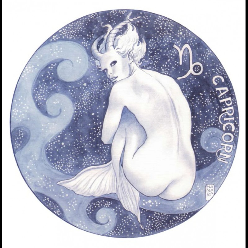 Milo Manara - Capricorn Unsigned Print from the Zodiac Portfolio 23x33cm|EROTIC ART