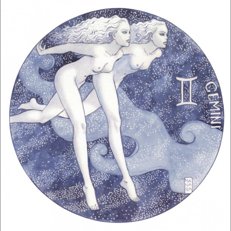Milo Manara - Gemini Unsigned Print from the Zodiac Portfolio 23x33cm|EROTIC ART