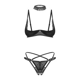 OBSESSIVE - DONARELLA 3-PCS CROTCHLESS SET BLACK XL/XXL