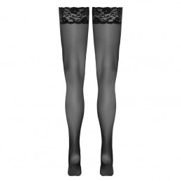 Cottelli - Black Hold-up Stockings With Wide Lace Trim Size-3|LINGERIE
