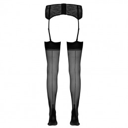 Cottelli - Cuban Heel Black Stockings With Decorative Seam Size-4|LINGERIE