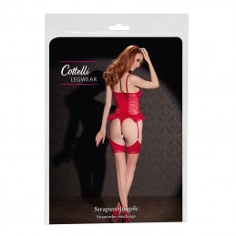 Cottelli - Cuban Heel Skin/Red Stockings With Backseam Size-4|LINGERIE