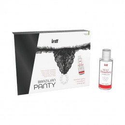 Intt - Brazilian Black Panty With Pearls And Lubricant Gel 50ml|LINGERIE