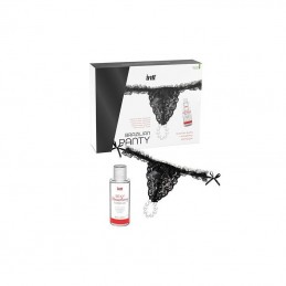 Intt - Brazilian Black Panty With Pearls And Lubricant Gel 50ml|LINGERIE