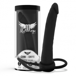 Mythology - Cobi Onyx Anal Dildo With Cock And Testicle Ring 13cm Silicone Black