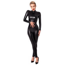 Noir Handmade - Caged Wetlook Catsuit With Zippers And Ring