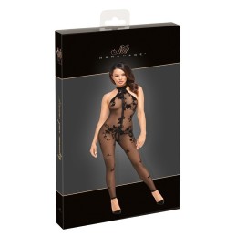 Noir Handmade - Ego Flocked Mesh Halter Catsuit