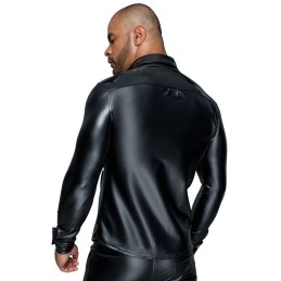 Noir Handmade - Long-sleeved Powerwetlook & PVC shirt with button