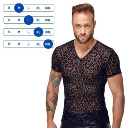 Noir Handmade - Leopard Flock V-neck T-shirt