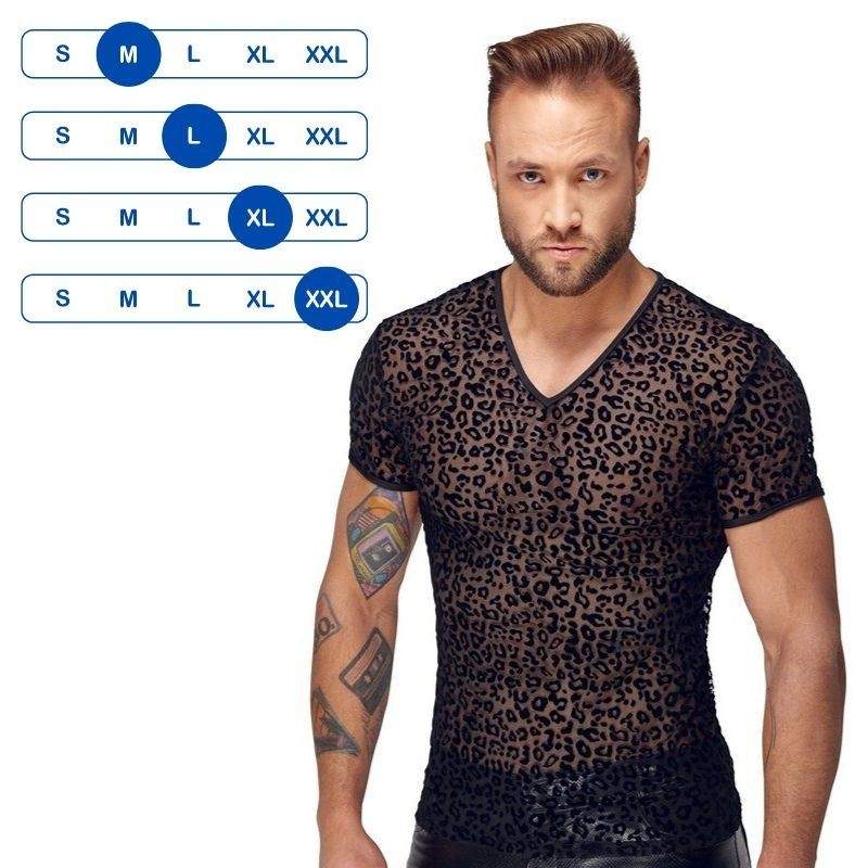 Noir Handmade - Leopard Flock V-neck T-shirt