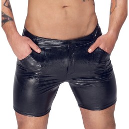 Noir Handmade - Mid-length Shorts Of Snake Wetlook With Back Pockets