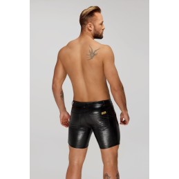 Noir Handmade - Mid-length Shorts Of Snake Wetlook With Back Pockets