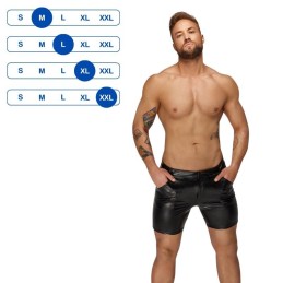 Noir Handmade - Mid-length Shorts Of Snake Wetlook With Back Pockets