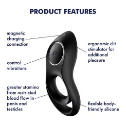 SATISFYER - LEGENDARY DUO RING VIBRATOR BLACK