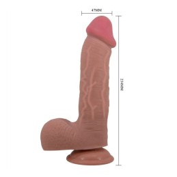 Pretty Love - Sliding Skin Series Realistic Dildo With Sliding Skin Suction Cup Brown 23.4cm