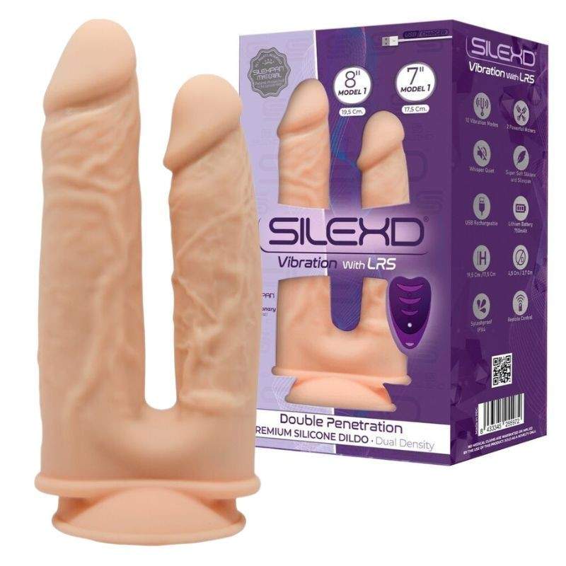 Realistic Penis Double Penetration Vibrator Silexd - Model 1 Premium Silexpan Silicone Remote Control