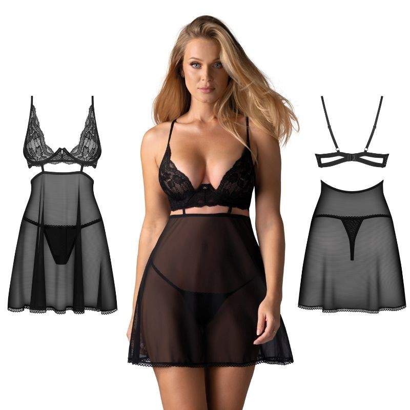 Obsessive - Nutris babydoll & thong Black XS/S