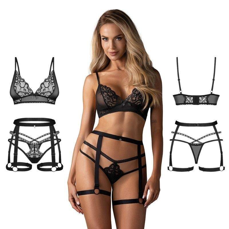 Obsessive - Blomentis 3-pcs set Black XS/S