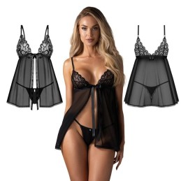 Obsessive - Blomentis babydoll & thong Black XS/S