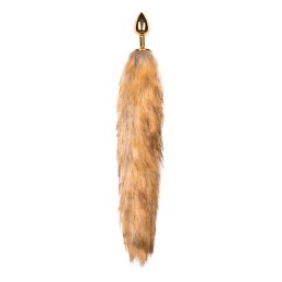 FOX TAIL 42CM PLUG - METAL GOLD BUTT PLUG WITH FUR TAIL SIZE S