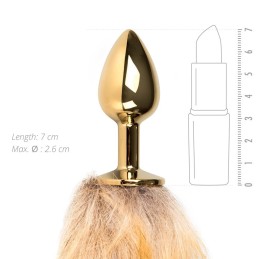 FOX TAIL 42CM PLUG - METAL GOLD BUTT PLUG WITH FUR TAIL SIZE S