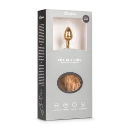 FOX TAIL 42CM PLUG - METAL GOLD BUTT PLUG WITH FUR TAIL SIZE S