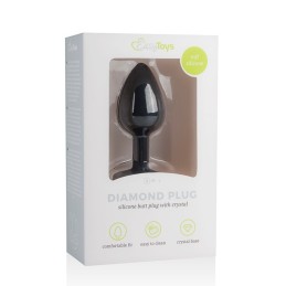 Diamond Silicone Butt Plug Small Black