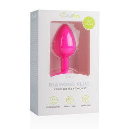 Diamond Silicone Butt Plug Small Pink