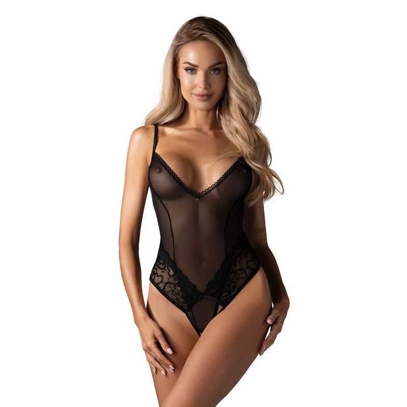 Obsessive - Blomentis crotchless teddy Black XL/XXL