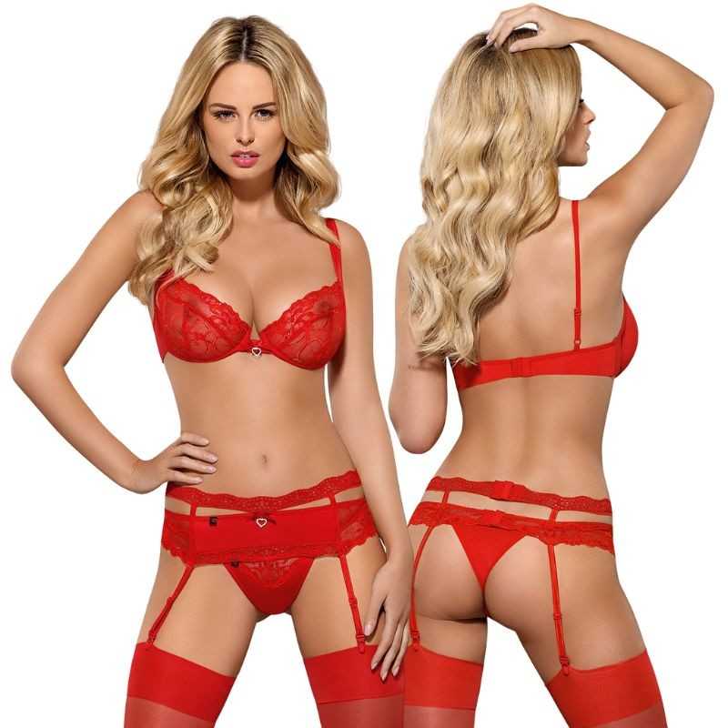 Obsessive - Heartina 3-Piece Set Red S/M