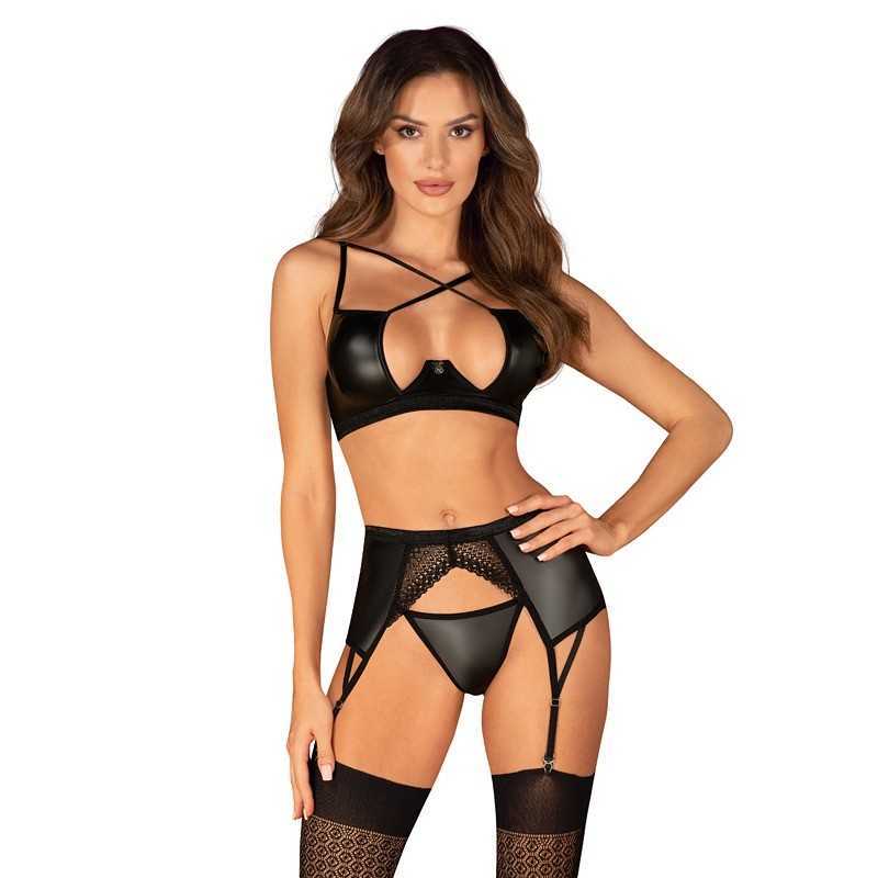 Obsessive - Norides 3-Piece Garter Set Black XL/XXL