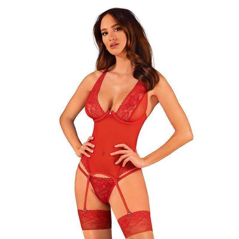 OBSESSIVE - LACELOVE Corset & Thong XL/XXL