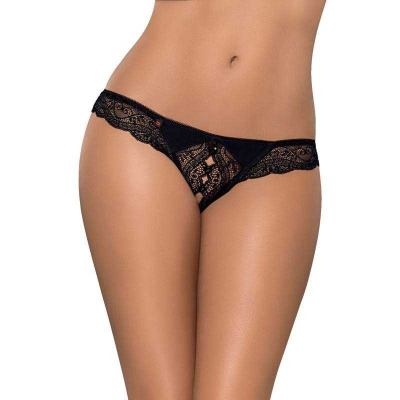 OBSESSIVE - MIAMOR CROTCHLESS THONG BLACK S/M