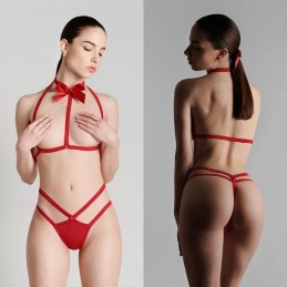 LE PETIT SECRET - SET HARNESS AND THONG - RED S/M