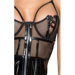 Noir Handmade - Semi-transparent Bustier Dress With Strips XL