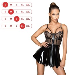 Noir Handmade - Semi-transparent Bustier Dress With Strips XL