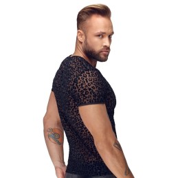 Noir Handmade - Leopard Flock V-neck T-shirt L