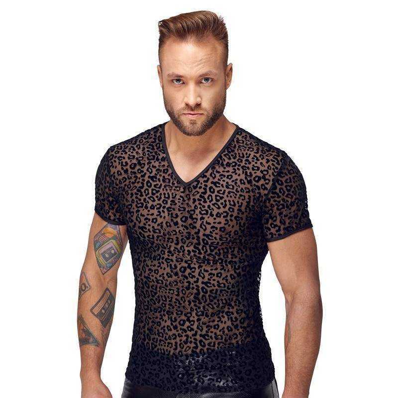 Noir Handmade - Leopard Flock V-neck T-shirt XL