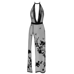 Noir Handmade - Divinity Long Flocked Mesh Dress With Open Back XL