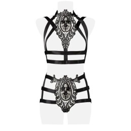 GREY VELVET - TWO PART HARNESS LINGERIE SET