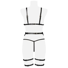 GREY VELVET - 3-PIECE EROTIC HARNESS SET S/M