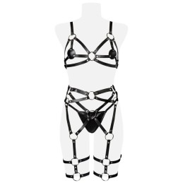 GREY VELVET - 3-PIECE EROTIC HARNESS SET S/M