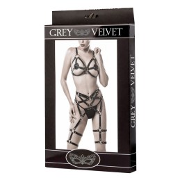 GREY VELVET - 3-PIECE EROTIC HARNESS SET S/M