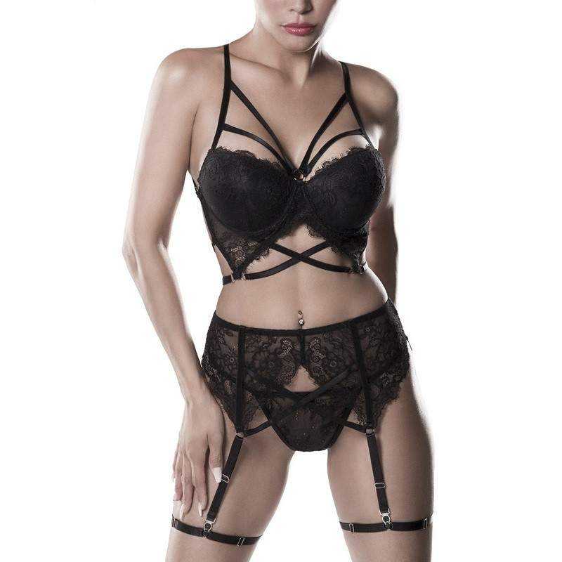 GREY VELVET - 3 PCS EROTIC STRAPS SET M