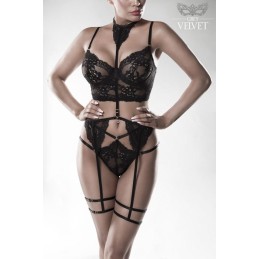 GREY VELVET - EROTIC SUSPENDER SET S