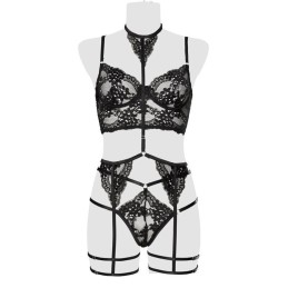 GREY VELVET - EROTIC SUSPENDER SET S